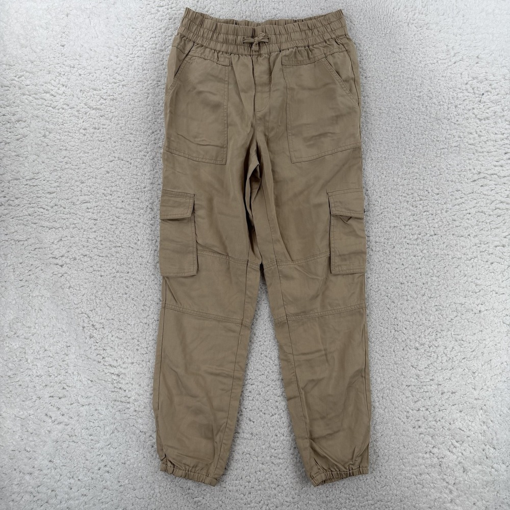 Max Jeans Cargo Pants Womens Small Beige Tencel Twill Elastic Waist Cuffed NWT